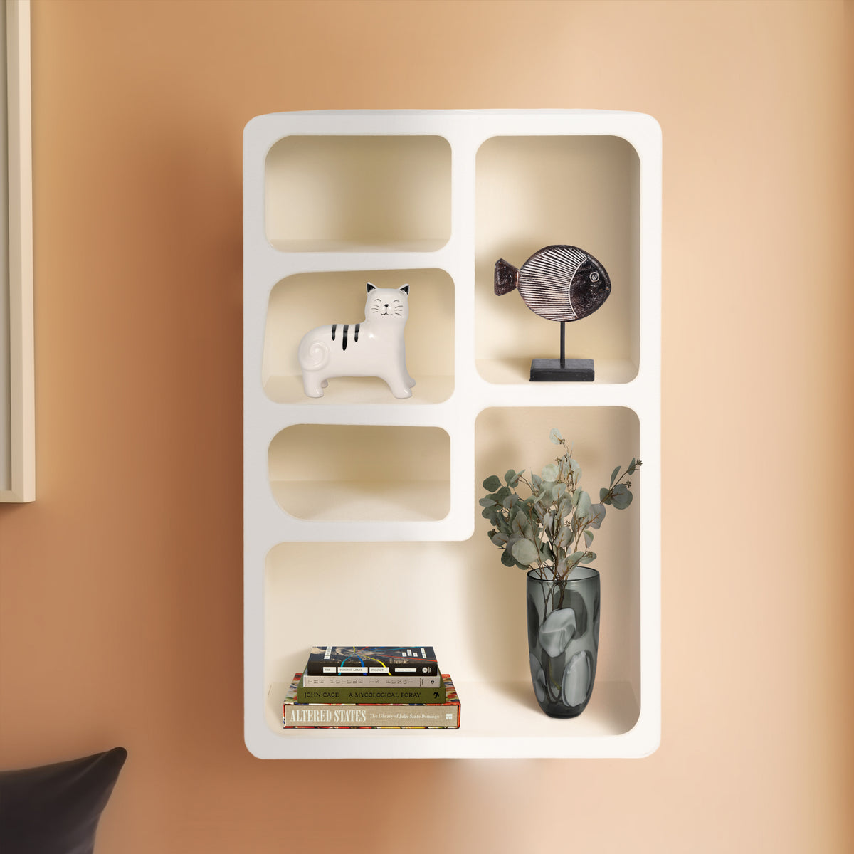 Avery Place White Rectangle Rough Finish Wall Shelf