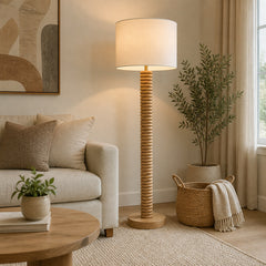 Springtown Natural/White Floor Lamp with Wood Base