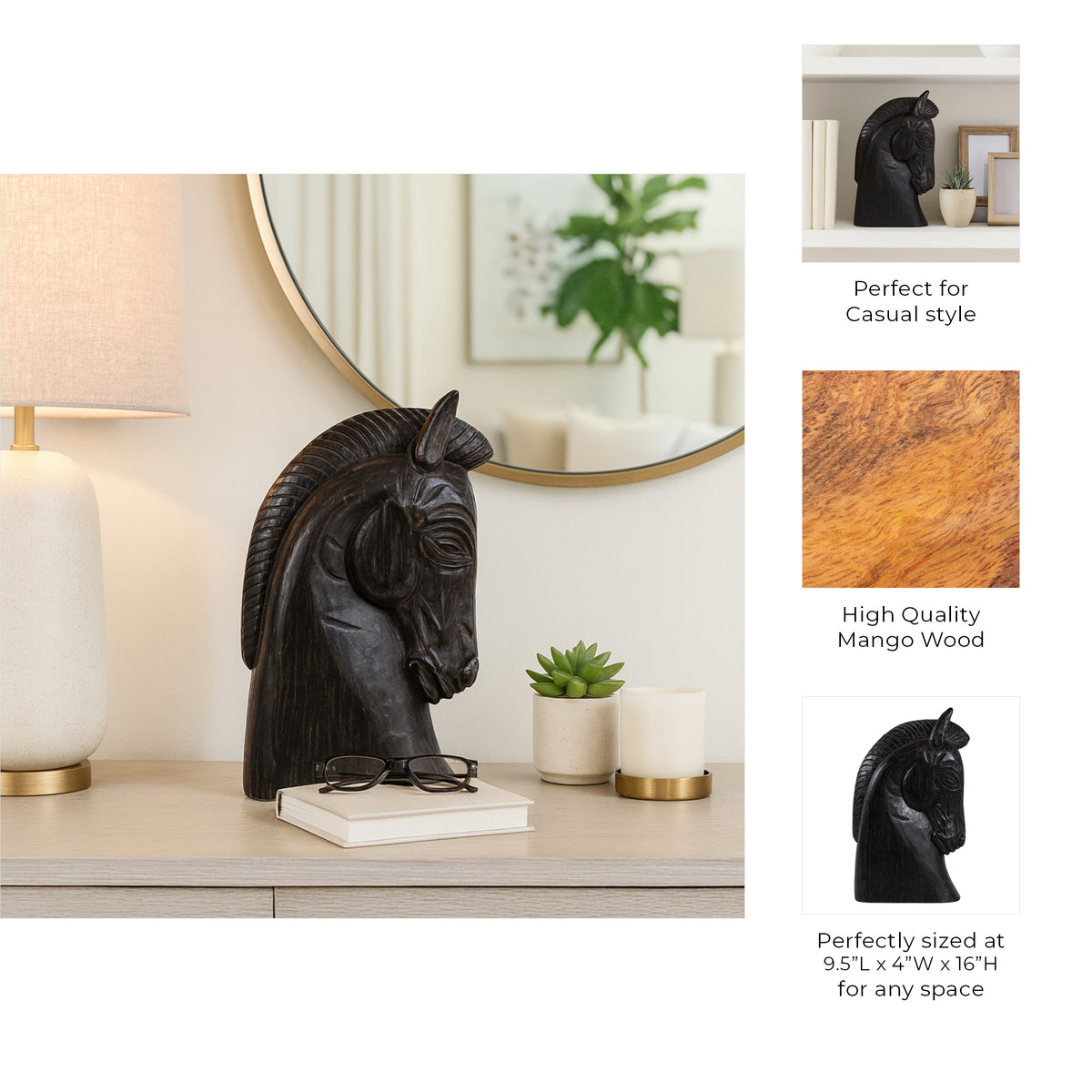 Stacy Black Trojan Horse Head Antiqued