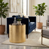 Kinyon Black/Gold Wood Glass Side Table