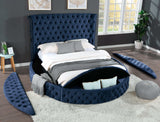 Hazel Blue Tufted Velvet King Bedroom Set / 4pc - Ornate Home