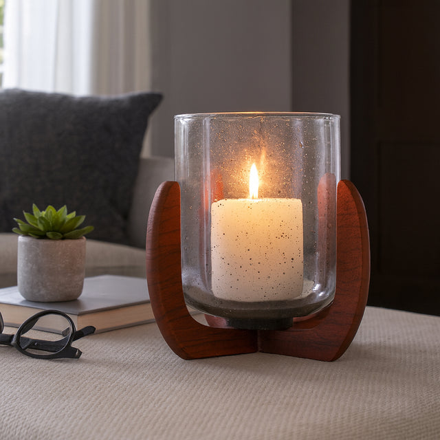 El Portal Brown/Clear Glass Votive Holder with Base