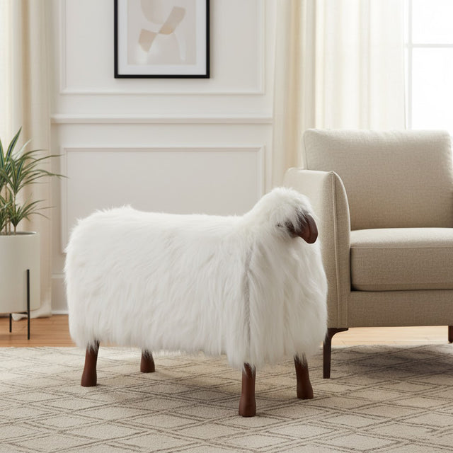 Leoland White/Brown Faux Fur Sheep