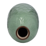 Wellsona Dark Sage Large Ceramic Plaid Textured Vase
