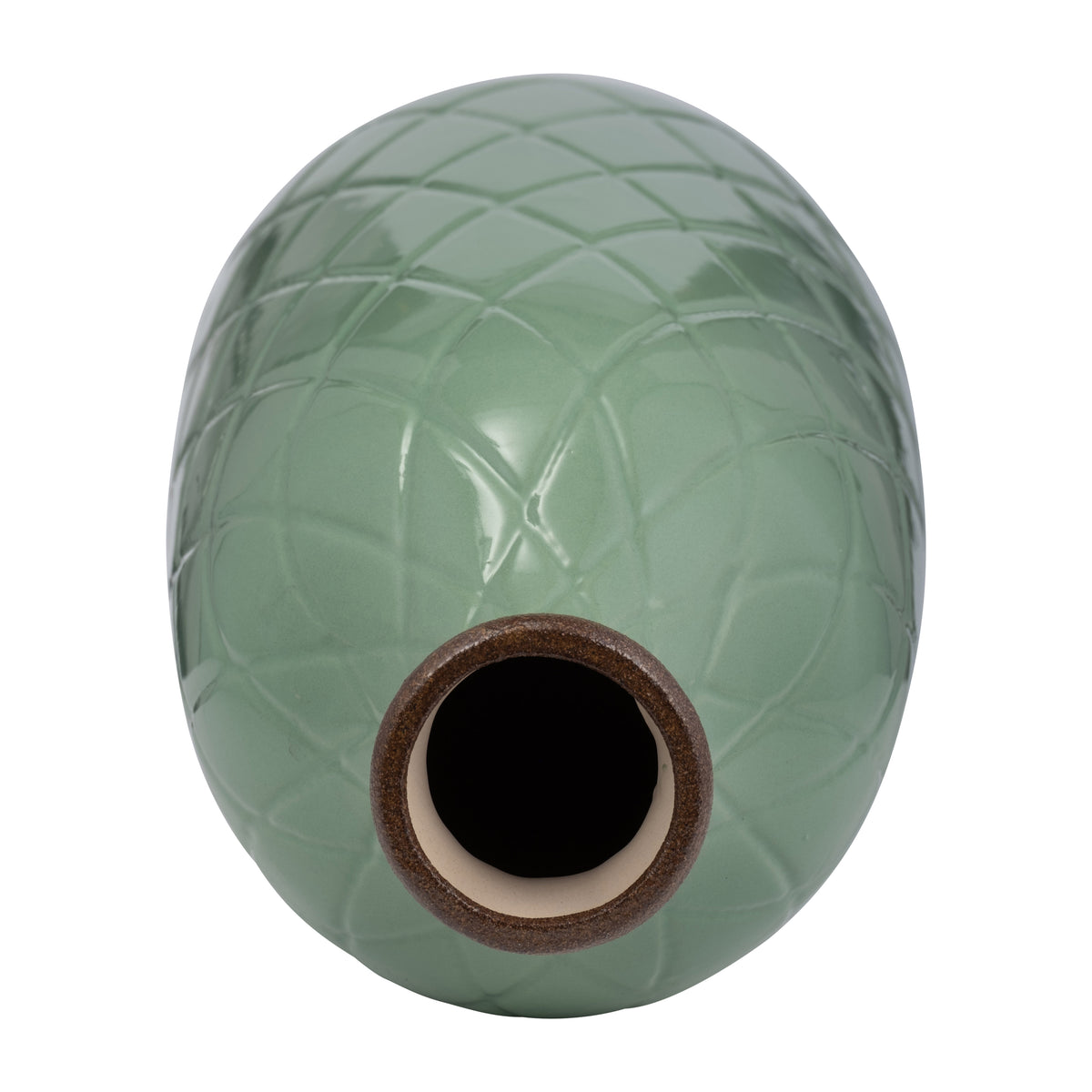 Wellsona Dark Sage Large Ceramic Plaid Textured Vase