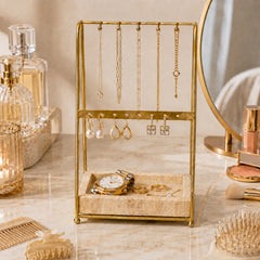 Alicia Tan/Gold Wardrobe Jewelry Stand Travertine Tray