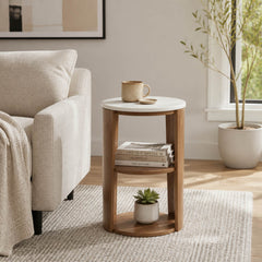 Sweetland White/Brown Side Table with Shelf