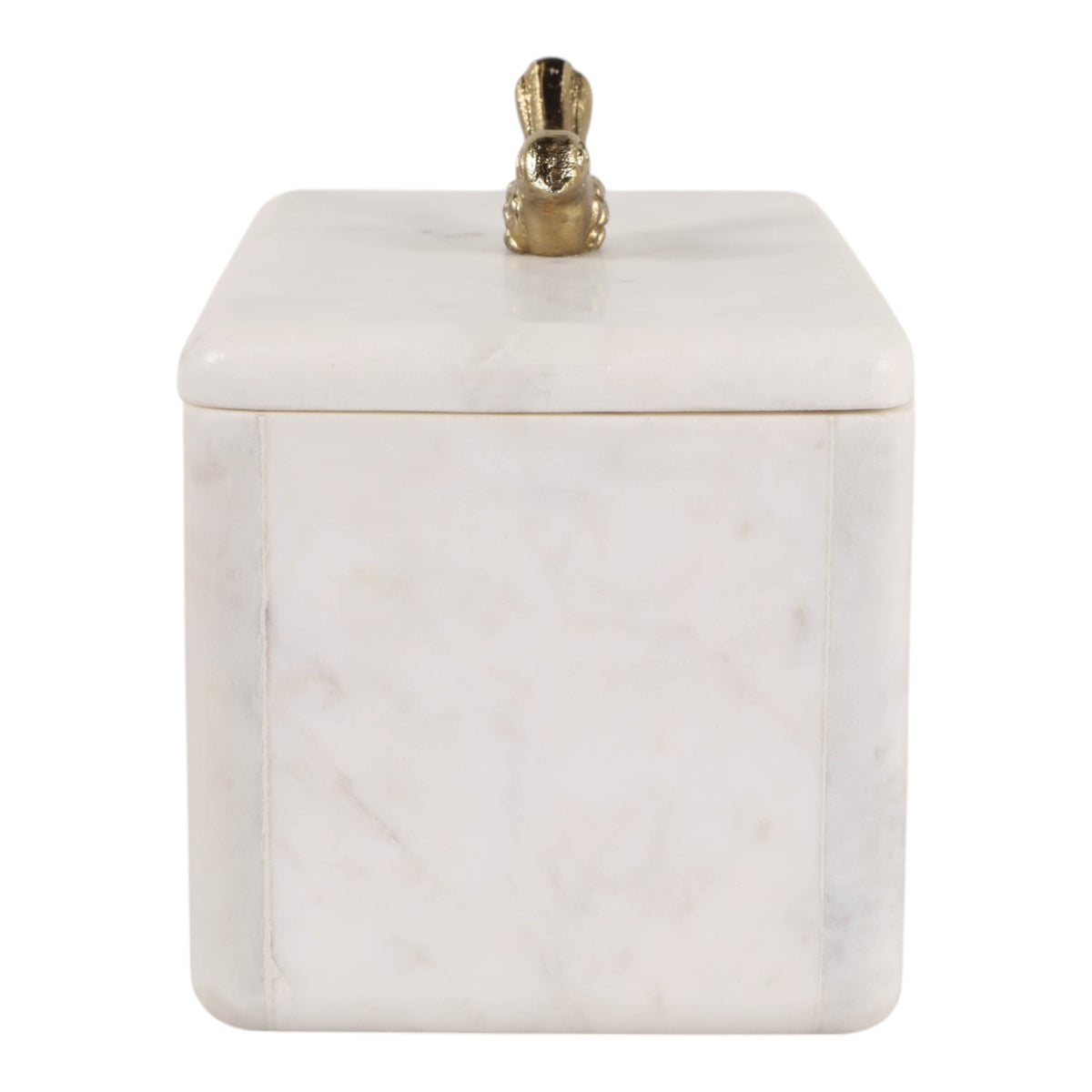 McCampbell Tan/Ivory/Brass Marble Box with Bird Knob