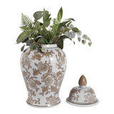 Rialto Brown/White Large Floral Chinoiserie Temple Jar