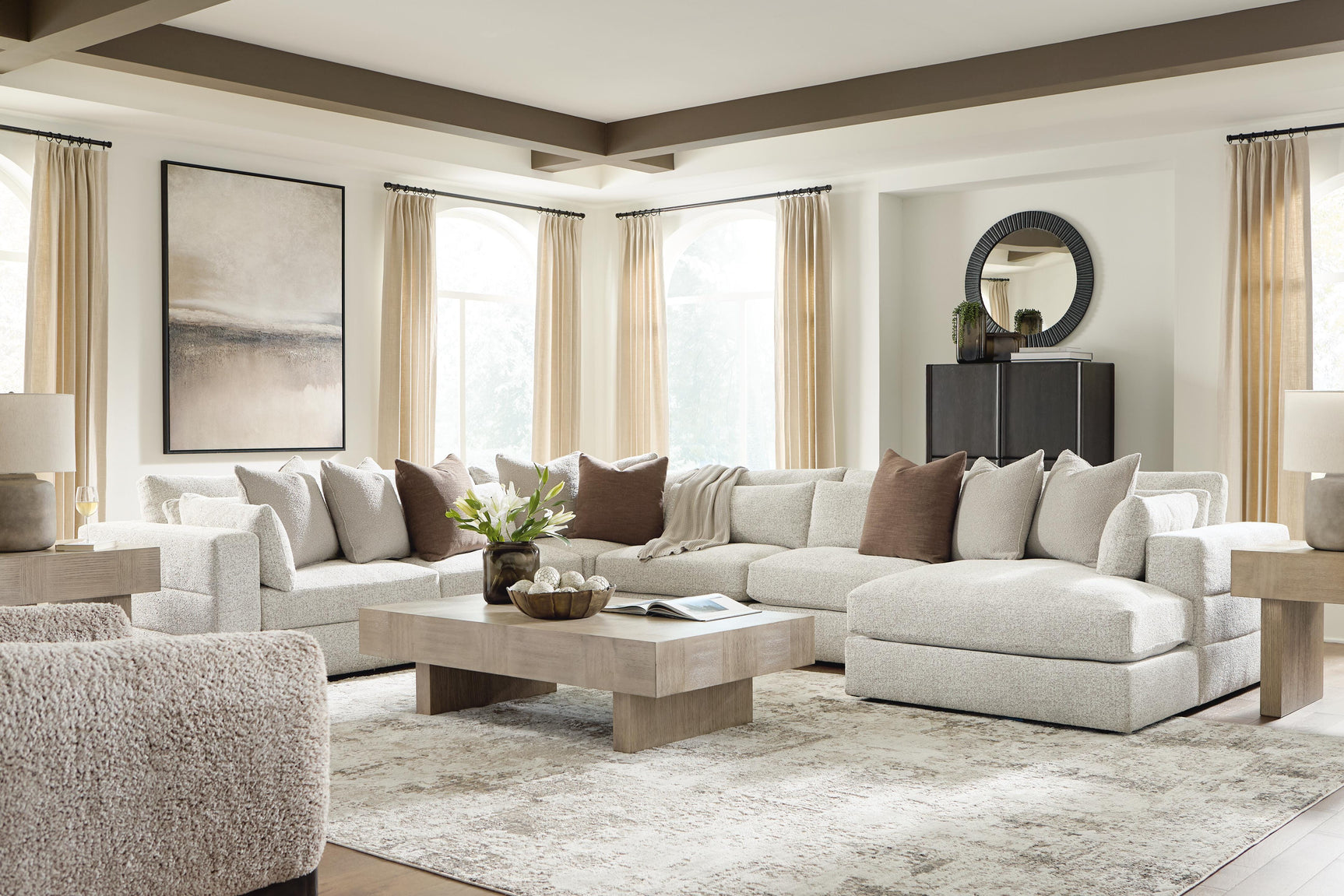 Ashbourne Estate Snowstone 6-Piece Sectional with Chaise