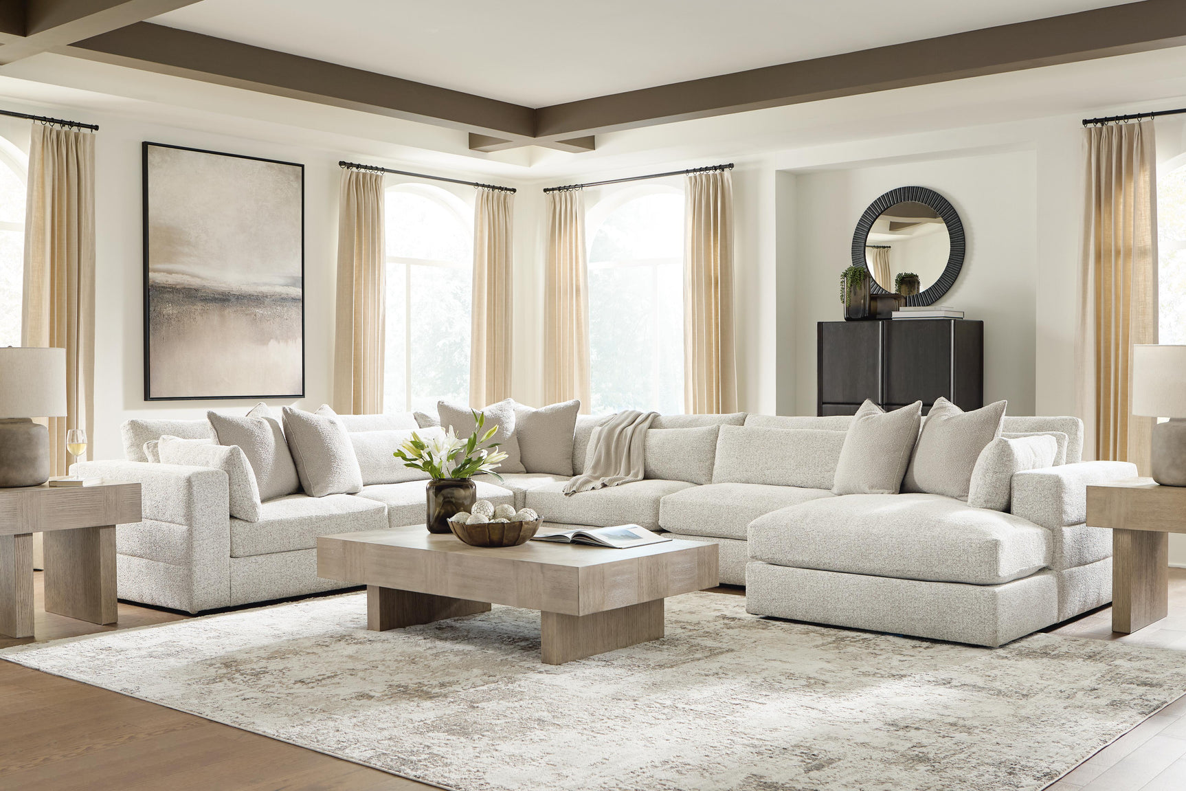 Ashbourne Estate Snowstone 6-Piece Sectional with Chaise