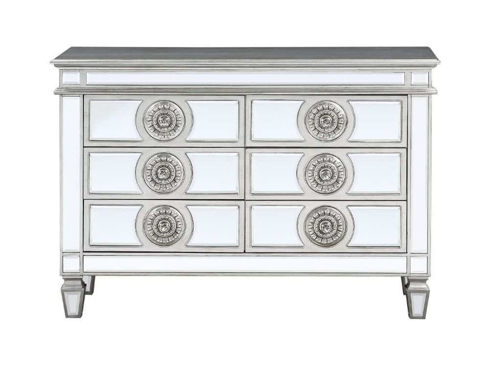 Varian Mirrored & Antique Platinum Server/Sideboard - Ornate Home