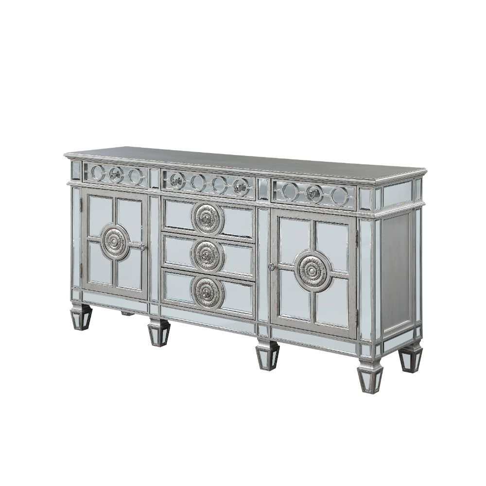 Varian Mirrored & Antique Platinum Server/Sideboard 68" - Ornate Home