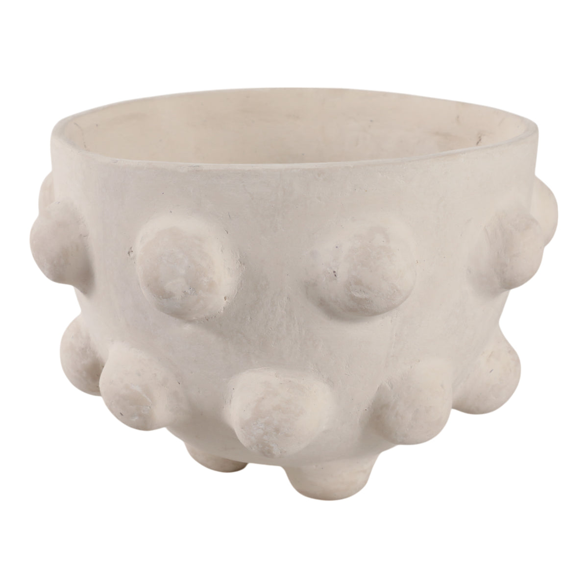 Kramm White Large Hobnail Paper Mache Bowl