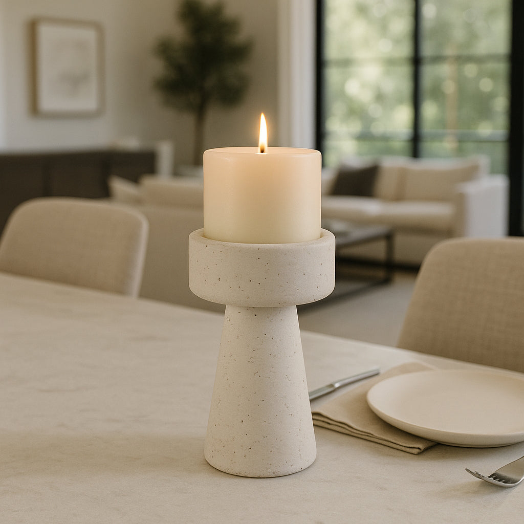 Carlin White Small Candle Holder