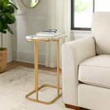 Oceana White/Gold C-Table with Agate Top