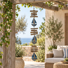 Verde Blue/Natural Sailboat and Hearts Hanging Decor