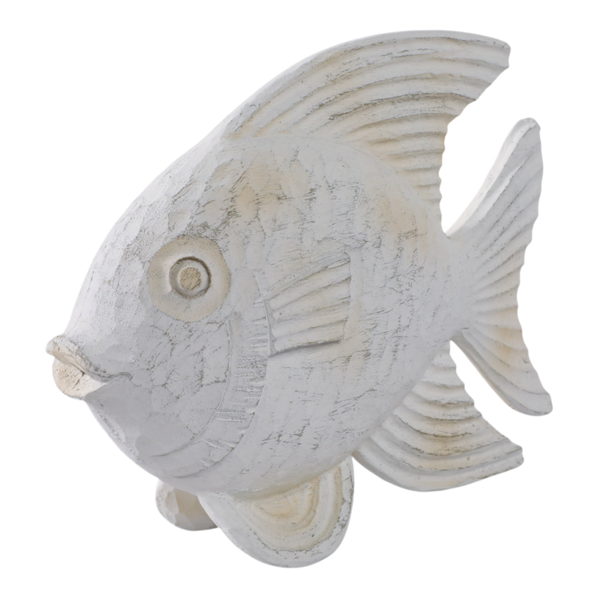 Ojala Whitewash Resin Fish Figurine - 14332-02EC