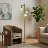 Farm Hills Green 3-Light Floor Lamp with Glass Shade