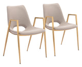Desi Beige & Gold Dining Chair (Set of 2)
