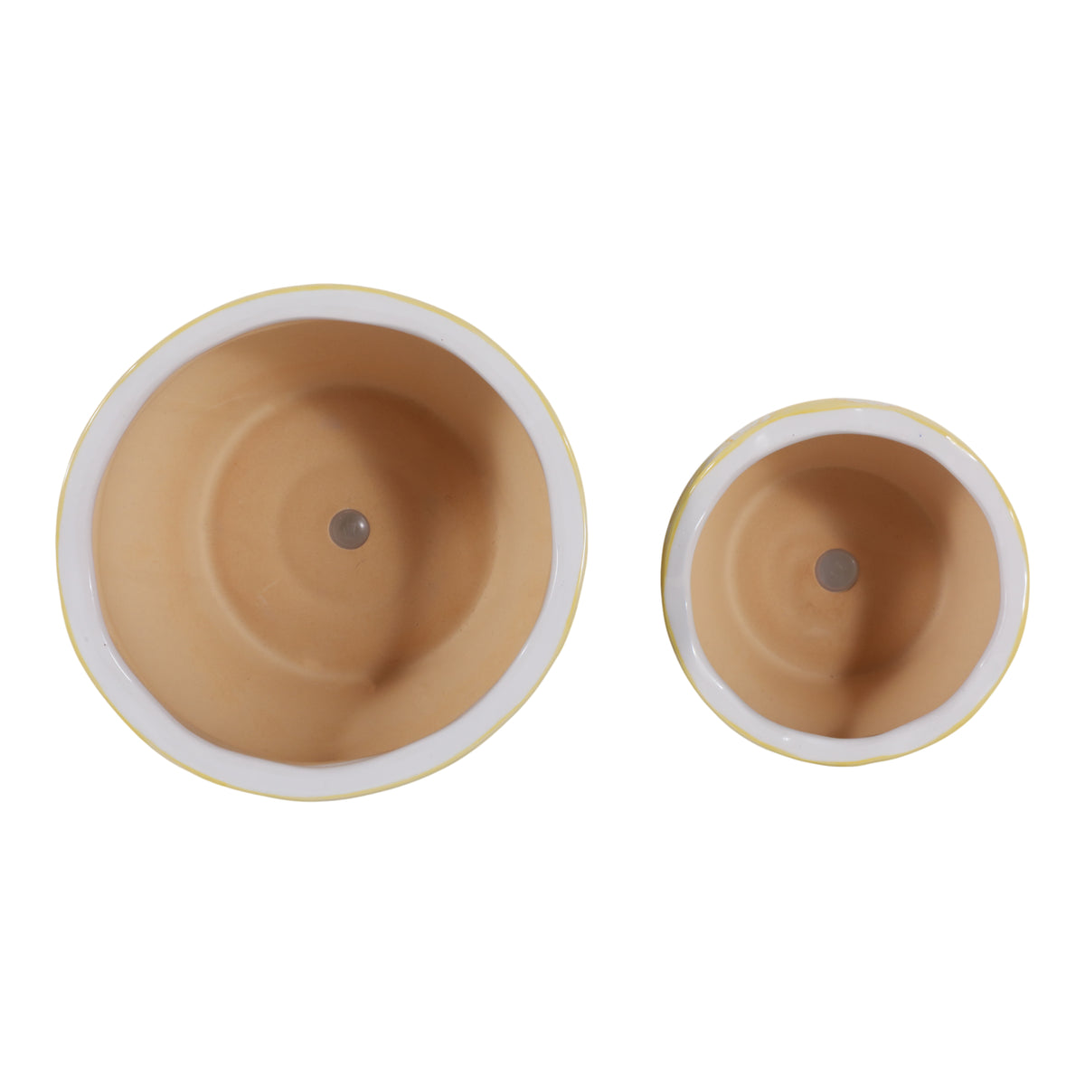 Henleydale Yellow/White Ceramic Round Chinoiserie Planters (Set of 2)