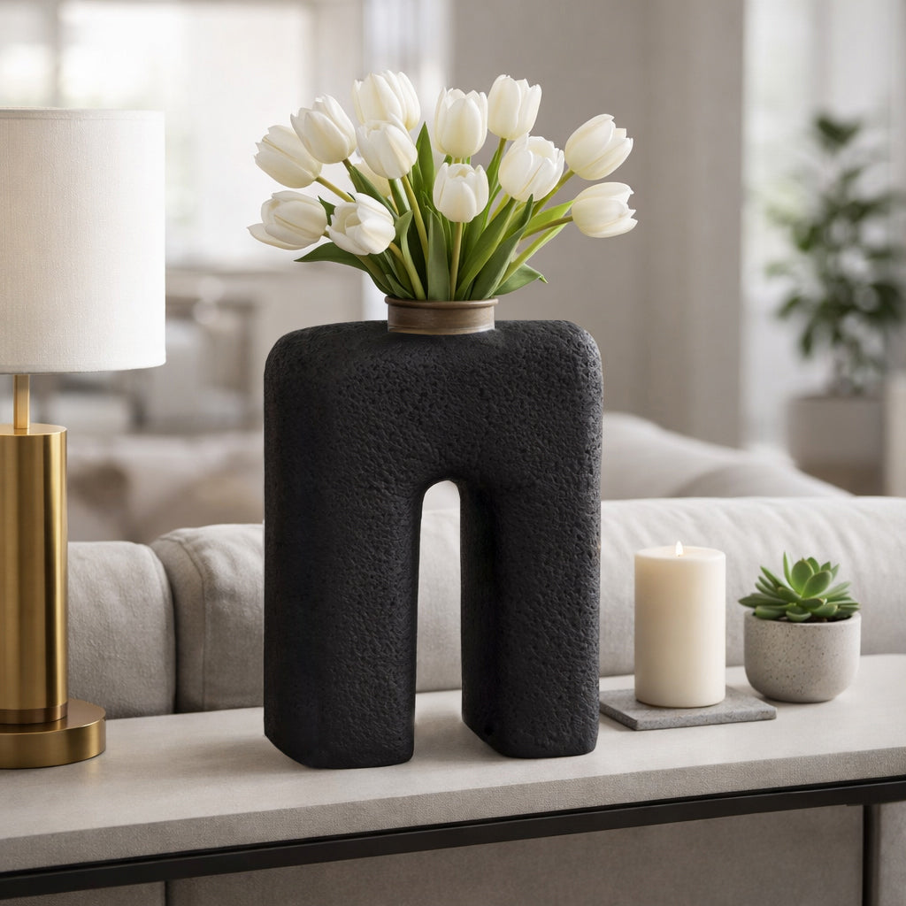 Emmaton Black Small Ecomix Abstract Vase