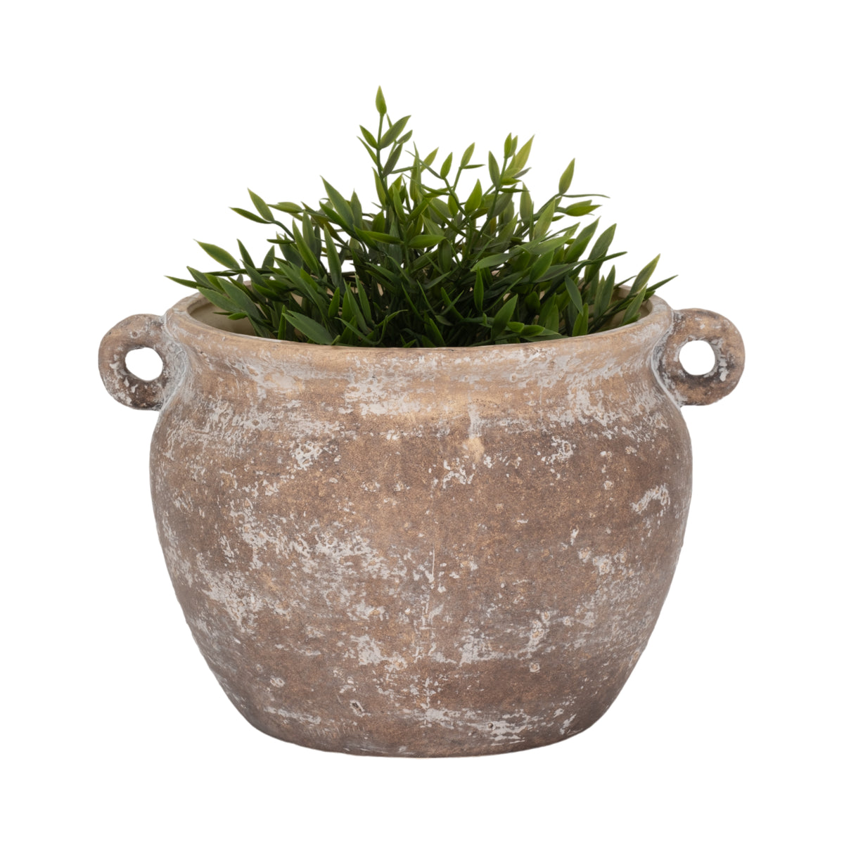 Harvard Brown/Ivory Textured Stoneware Jug Planter
