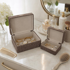 Evertonport Dark Brown/Gold Rounded Corner Boxes (Set of 2)