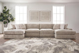 Nexora-Court Burlap 4-Piece Double Chaise Sectional
