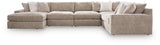 Nexora-Court Burlap 5-Piece Sectional with Left-Facing Chaise