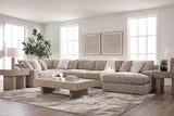 Nexora-Court Burlap 5-Piece Sectional with Right-Facing Chaise (Online Special Price)