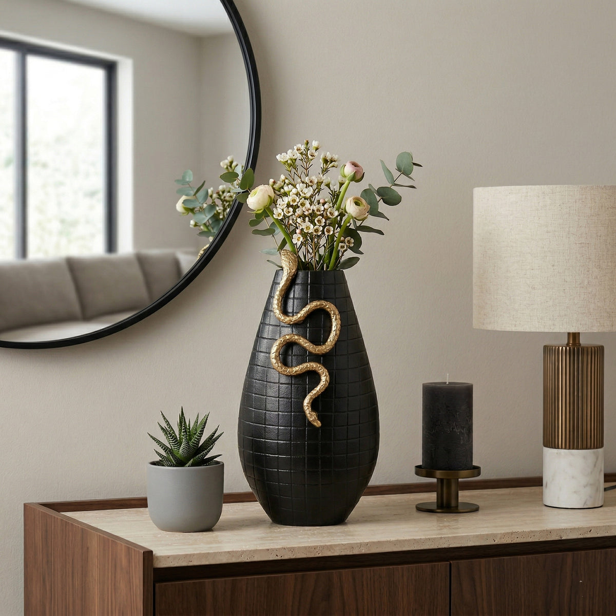 Lucashaven Black/Gold Large Vase