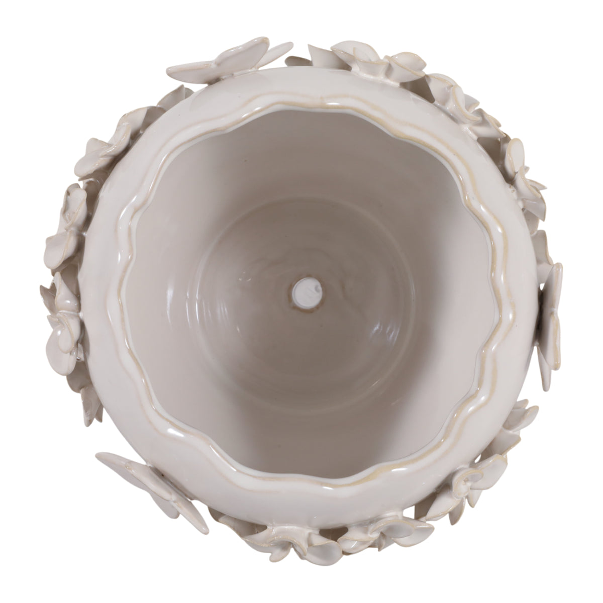 Calgro Ivory Floral Applique Planter with Butterfly