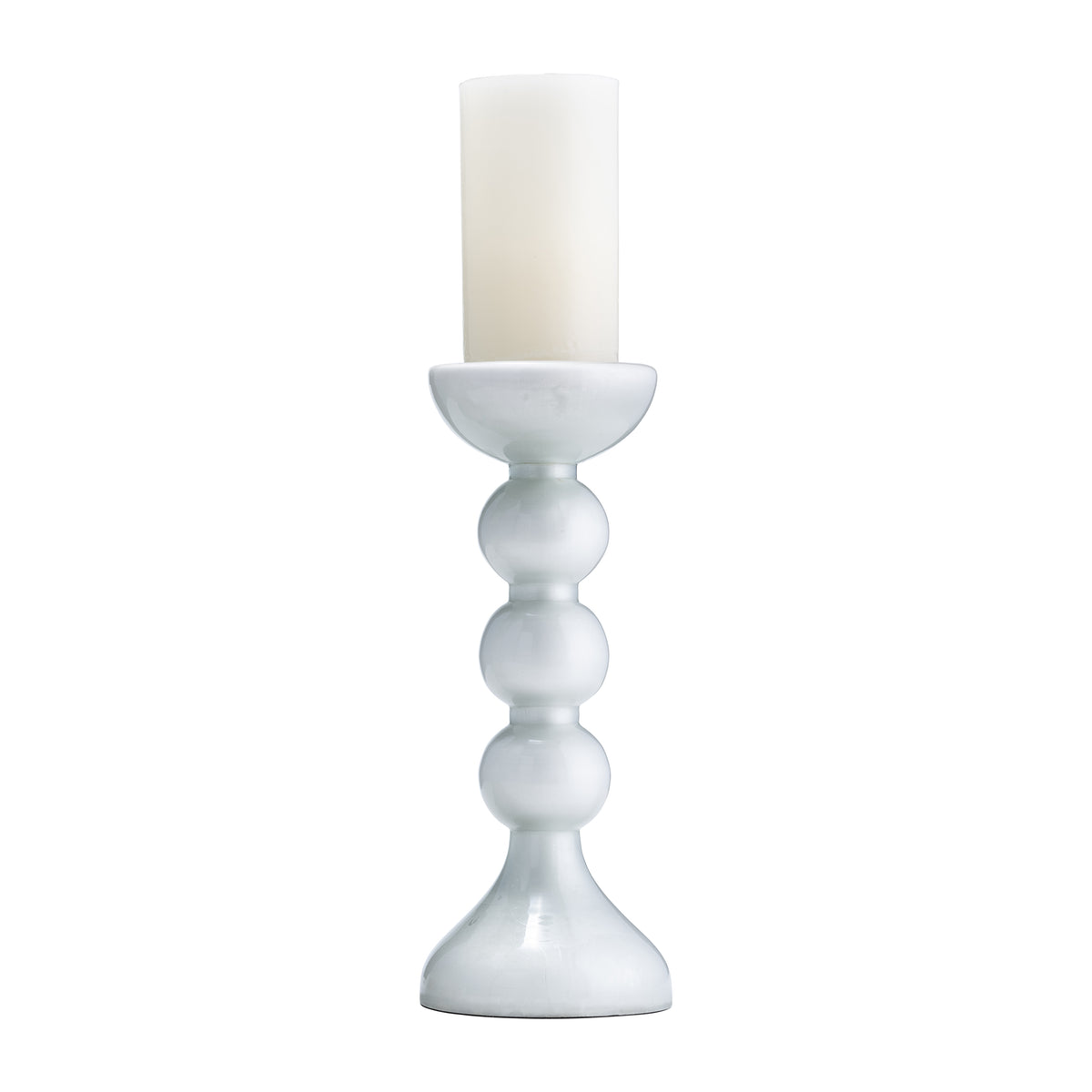 Heber White/Clear Small Enamel Glass Bubbly Candle Holder