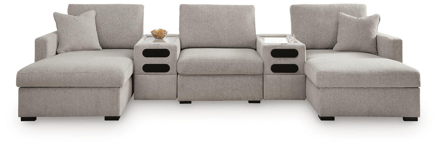 ModMax Luxe Flint 5-Piece Double Chaise Sectional with Audio Consoles