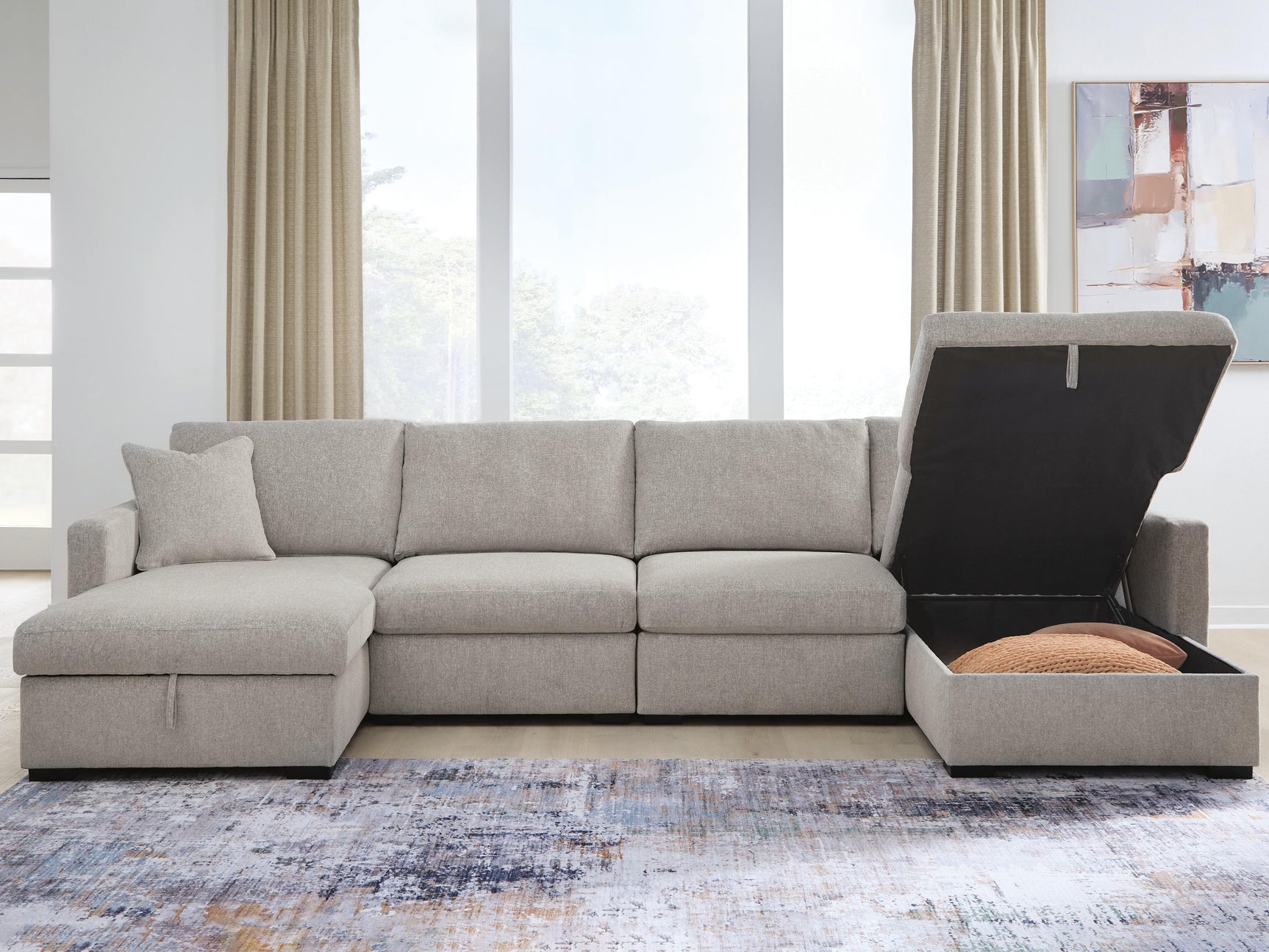 ModMax Luxe Flint 4-Piece Double Storage Chaise Sectional