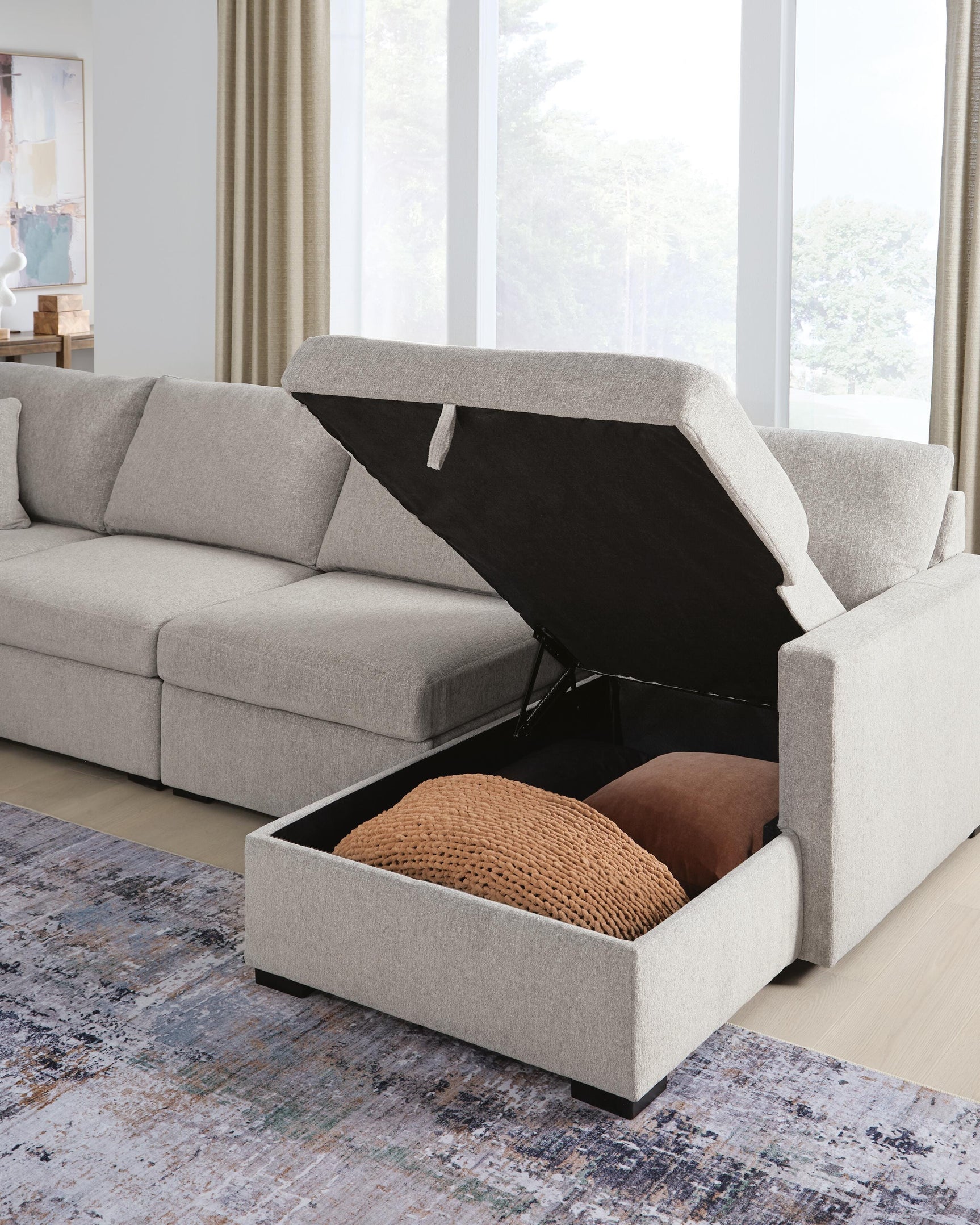 ModMax Luxe Flint 4-Piece Double Storage Chaise Sectional