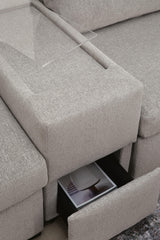 ModMax Luxe Flint 5-Piece Double Chaise Sectional with Storage Consoles