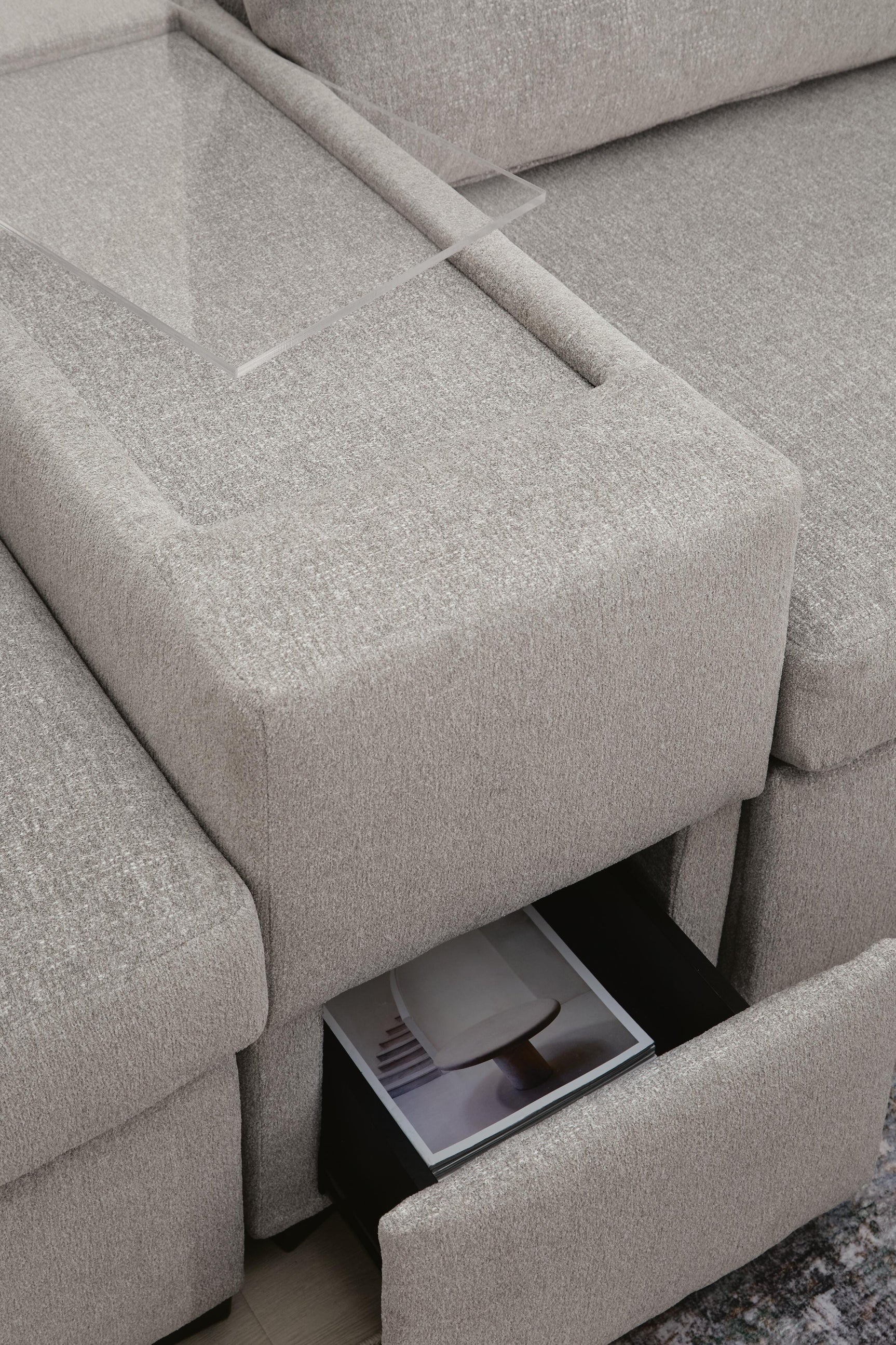 ModMax Luxe Flint 5-Piece Double Chaise Sectional with Storage Consoles