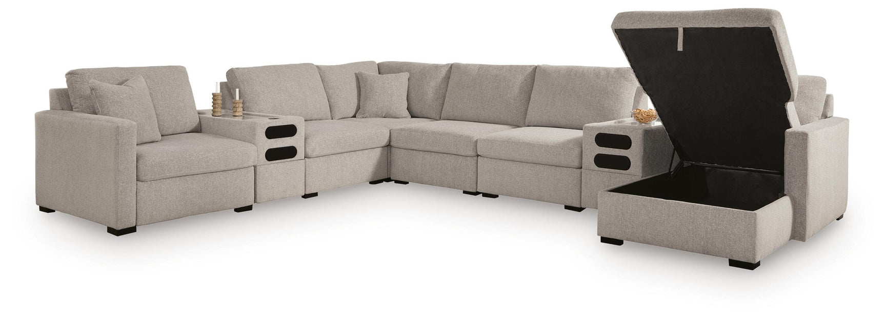 ModMax Luxe Flint 8-Piece Sectional with RAF Storage Chaise and Audio Consoles (Online Special Price)