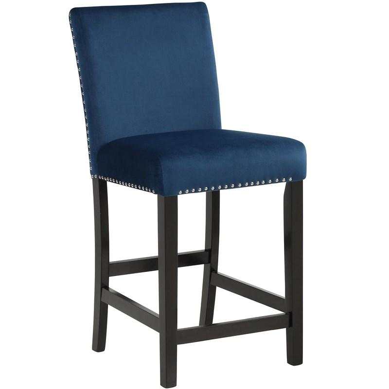 Lennon Royal Blue Velvet Counter Height Dining Chair (Set of 2) - Ornate Home