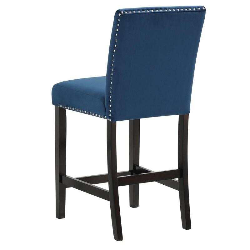 Lennon Royal Blue Velvet Counter Height Dining Chair (Set of 2) - Ornate Home