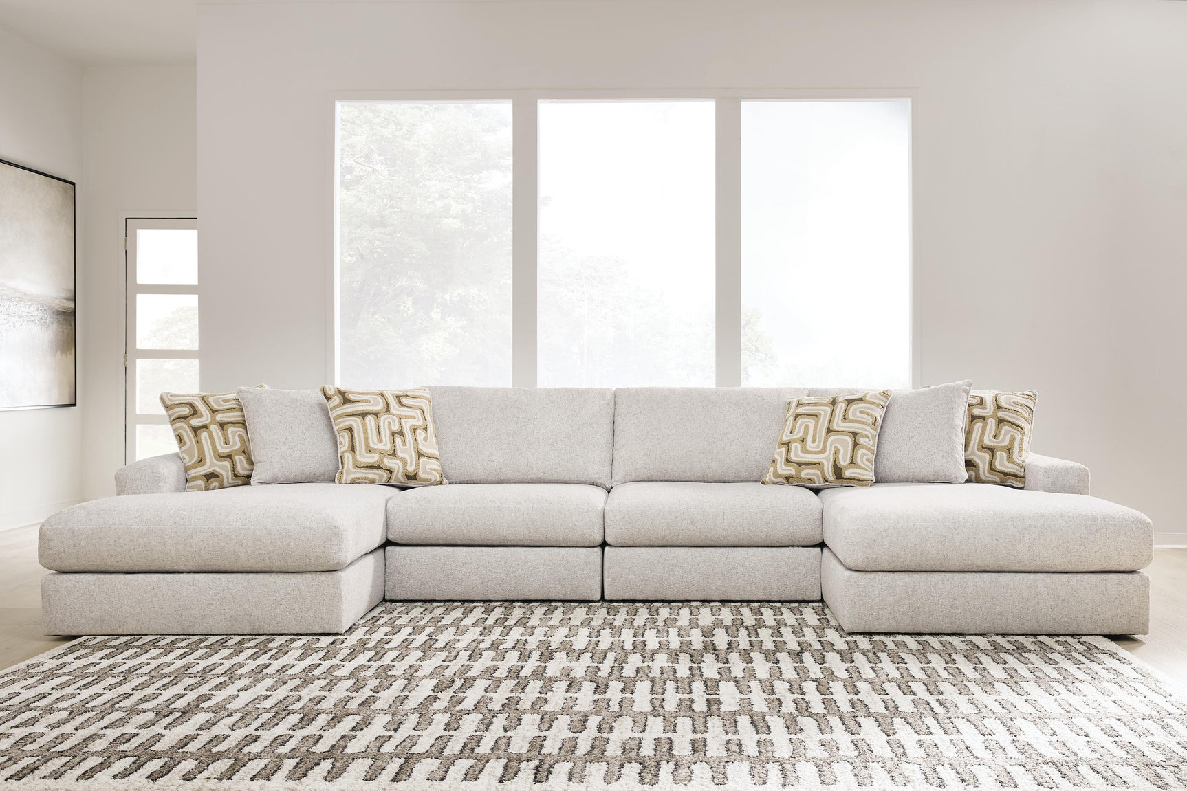 Kestrie Feathered 4-Piece Double Chaise Sectional