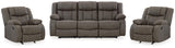 First Base Gunmetal Reclining Sofa and 2 Recliners (Online Special Price)