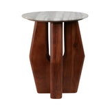 Hat Creek Brown Accent Table with Curved Legs and Marble Top