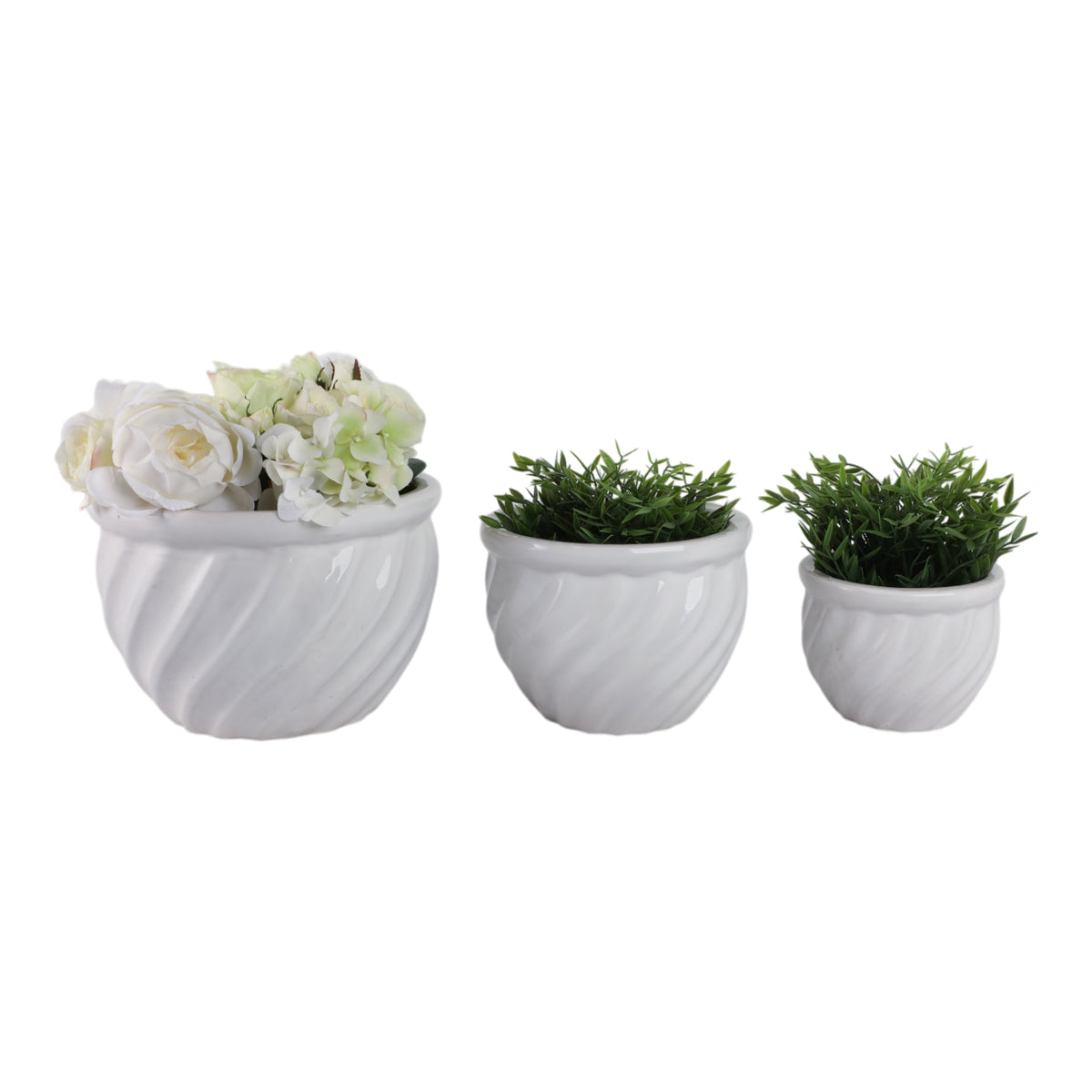 Raymondhaven White Wavy Planters (Set of 3)