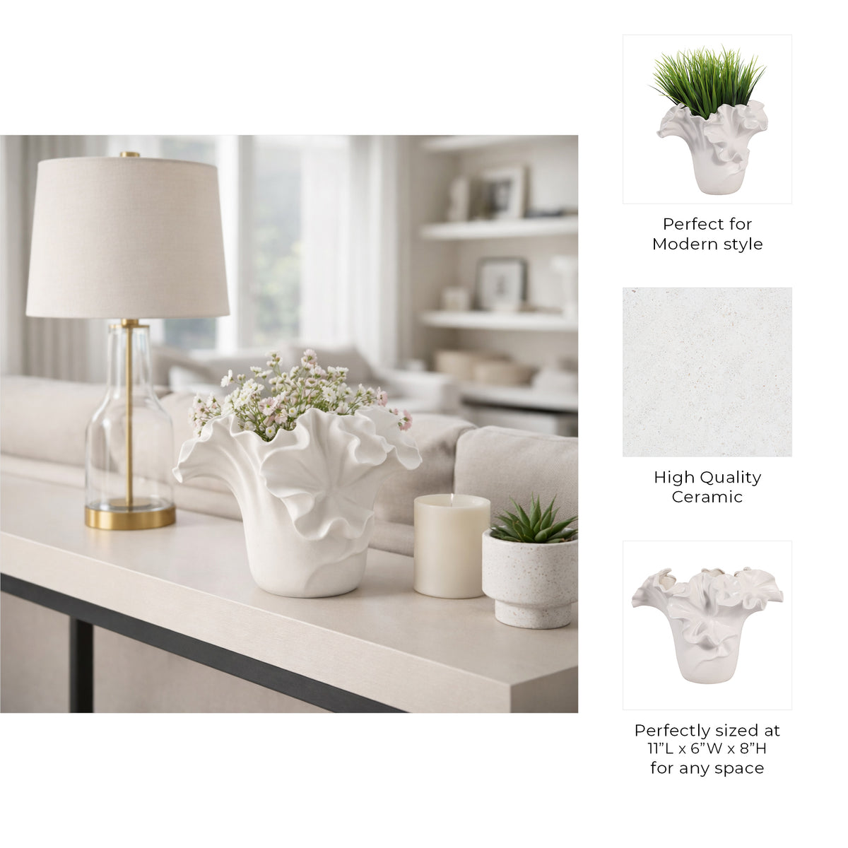 Alderport White/Ivory Large Vase