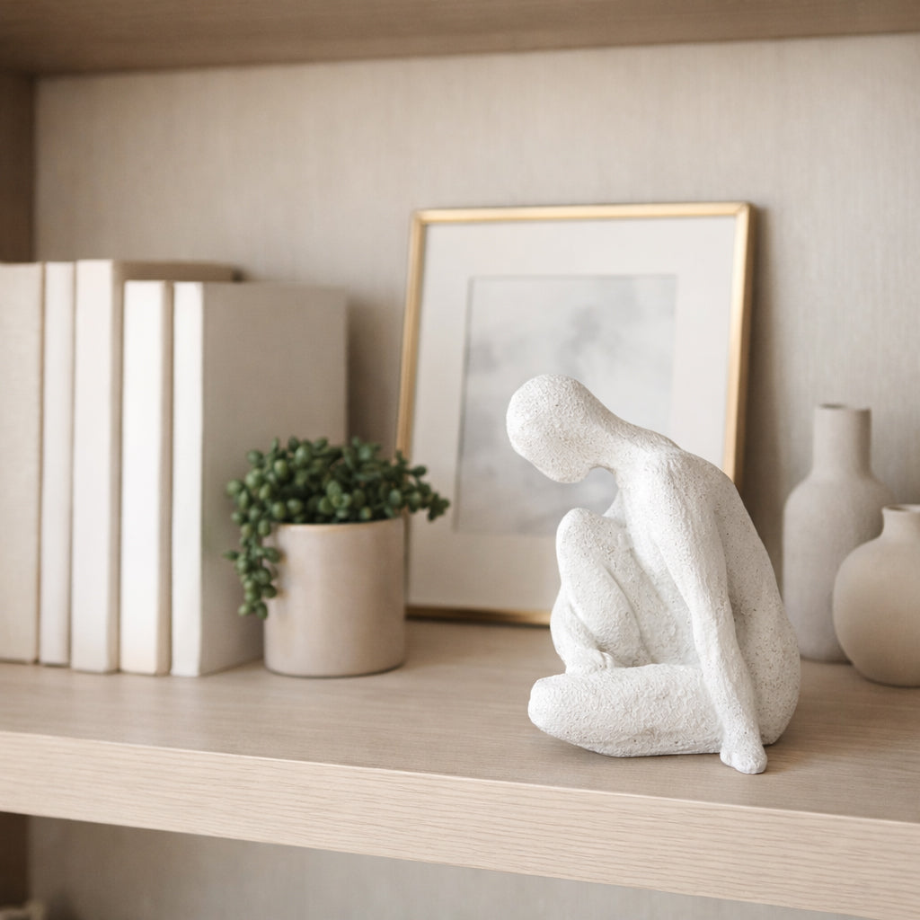 Coarsegold White Rough Texture Contemplating Figure