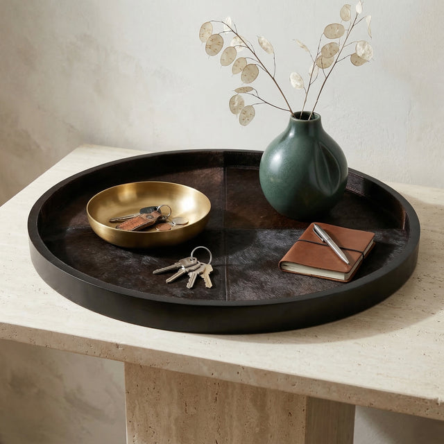 Cayton Brown Hair on Hide Patchwork Tray