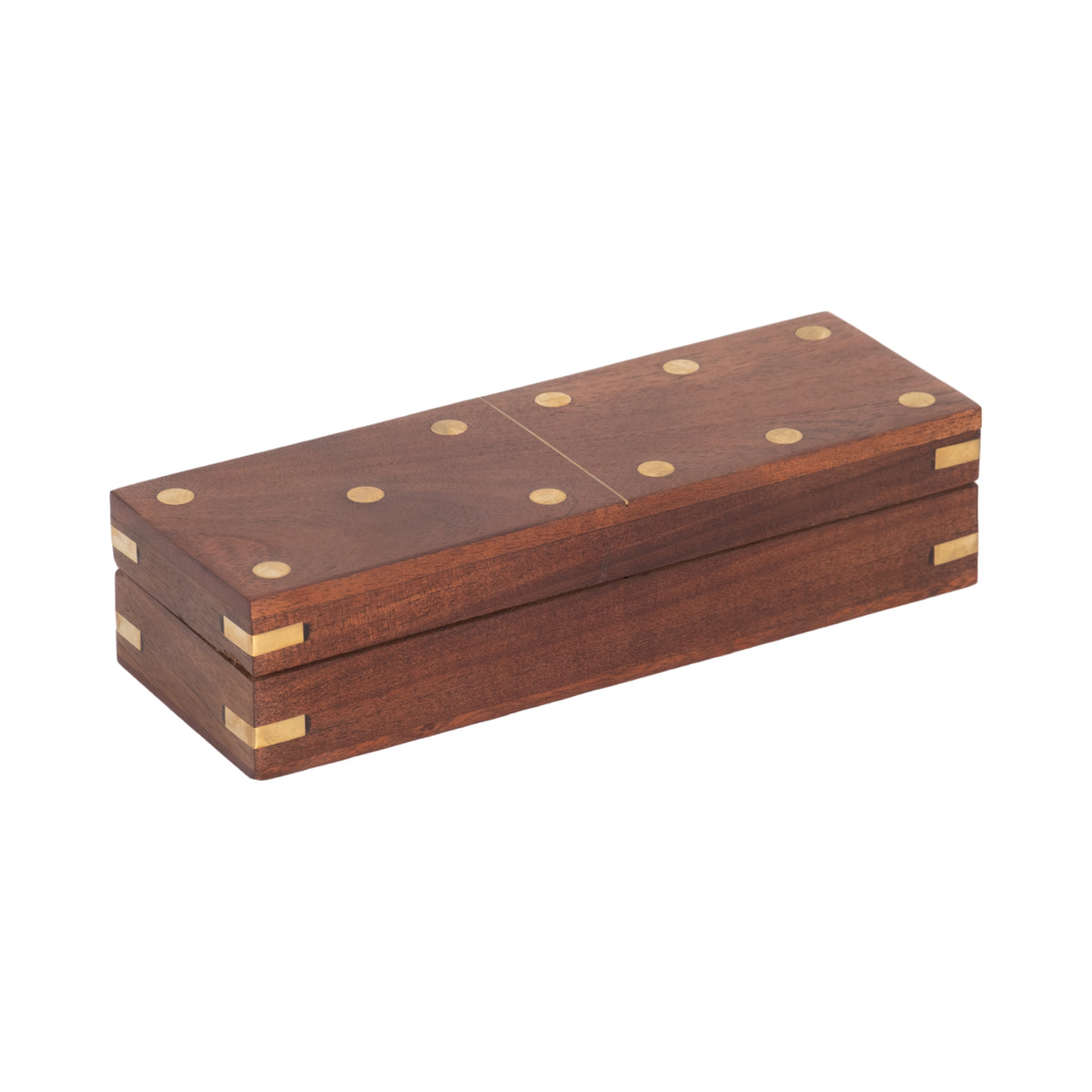La Jolla Brown Wood Dominoes Box